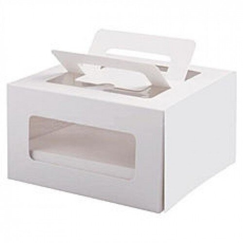 Коробка для торта с ручкой 260/260/200 мм белая - фото 1