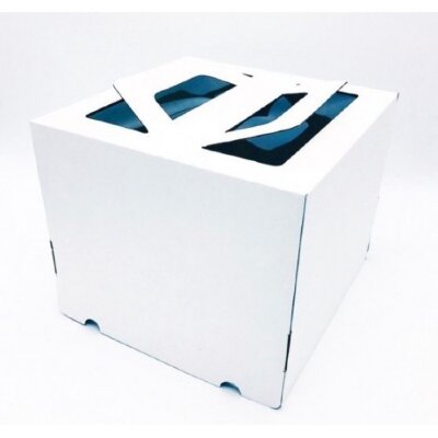 Коробка для торта с ручкой 300/300/200 мм белая