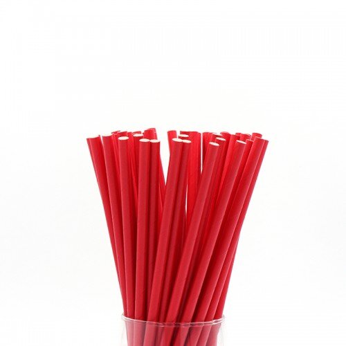 Коктейльные трубочки бумажные 20см красные (25шт) - фото 1