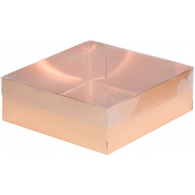 Коробка для зефира и печенья  ПРЕМИУМ с крышкой (золото) 200/200/70 мм