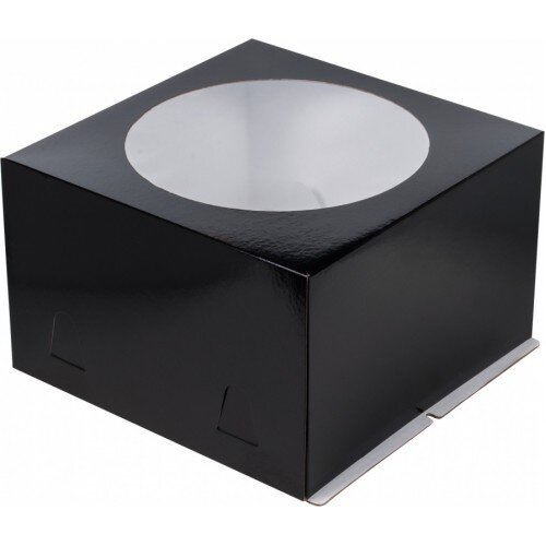Коробка для торта с окном 260/260/180 мм черная Хром Эрзац - фото 1