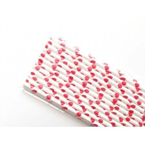Коктейльные трубочки бумажные 20см сердечки (25шт) - фото 1