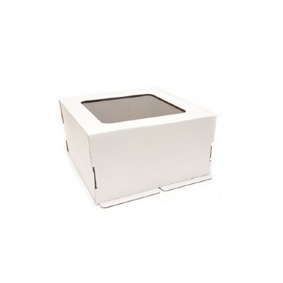Коробка для торта с окном 240/240/220 мм белая Гофрокартон