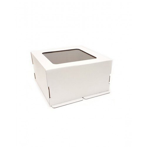 Коробка для торта с окном 240/240/220 мм белая Гофрокартон - фото 1