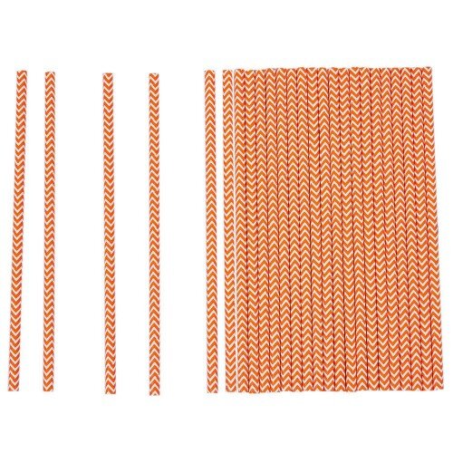 Коктельные трубочки бумажные 20см оранж. полосы (25шт) - фото 1