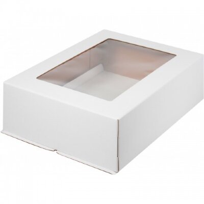 Коробка для торта с окном 400/300/200 мм белая Гофрокартон