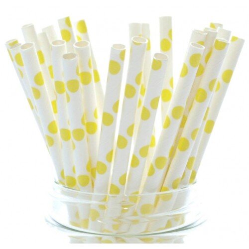 Коктельные трубочки бумажные 20см бел/желтые (25шт) - фото 1