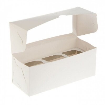 Коробка для капкейков на 3 шт (с квадратным окном) 250/100/100 мм