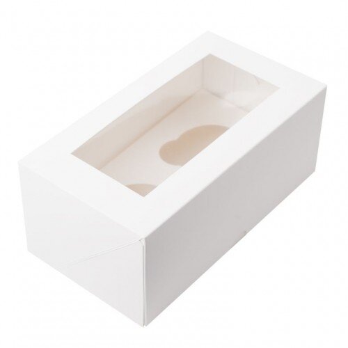 Коробка для капкейков на 2шт. (с квадратным окном) 160/100/100 - фото 1