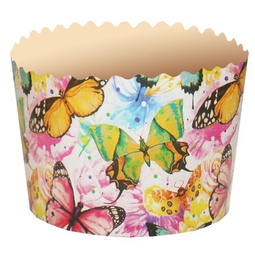 Форма бумажная для кулича "Бабочки цветные" 13,4х10 см - фото 1