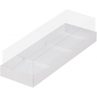 Коробка для пирожных с пластиковой крышкой (белая) 290/95/60мм