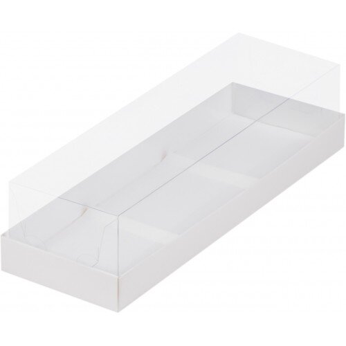 Коробка для пирожных с пластиковой крышкой (белая) 290/95/60мм - фото 1