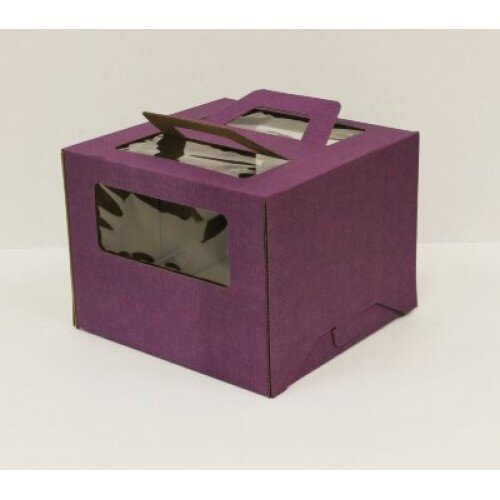Коробка для торта с ручкой 300/300/200 мм фиолетовая - фото 1