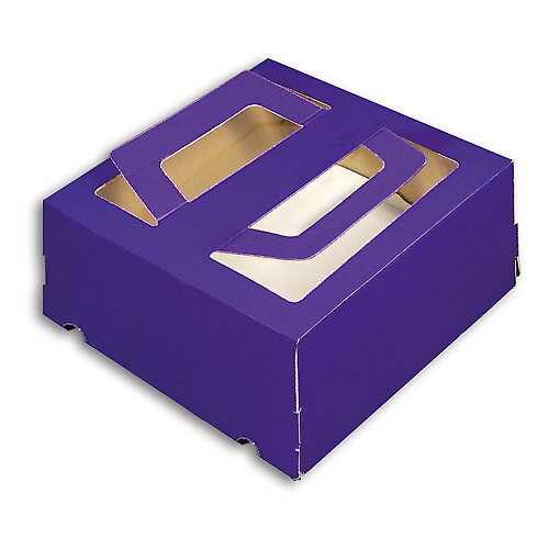 Коробка для торта с ручкой 260/260/130 мм фиолетовый - фото 1