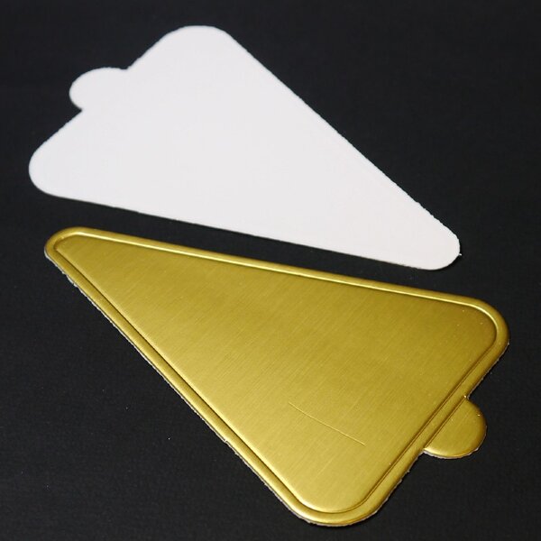 Подложка с держателем (сольерка) Треугольник 77*116 мм, золото/белый - фото 1