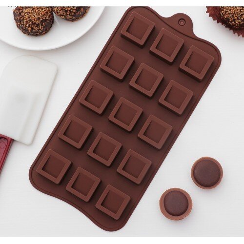 Форма для шоколада и льда силикон "Кубики" 15 ячеек 10х19 см - фото 1