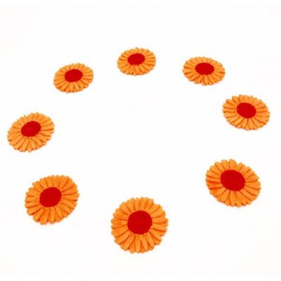Сахарные цветы Герберы/Ромашки (оранжево-красные) 8шт