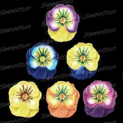 Сахарные цветы Анютины глазки (желто-фиолетовые) 8шт