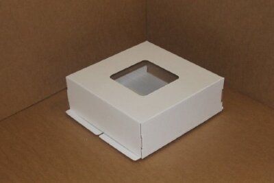 Коробка для торта с окном 420/420/150мм белая