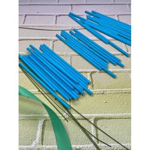 Палочки для кейк-попсов бумажные 10 см синие (50 шт) - фото 1