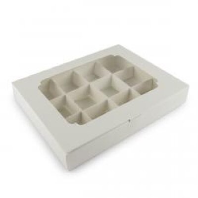 Коробка для конфет на 12 шт с крышкой (белая) 190/150/30 мм