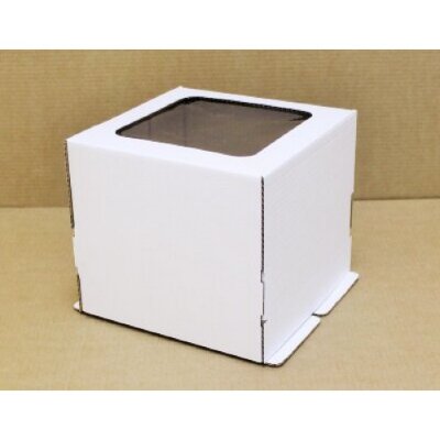 Коробка для торта с окном 280/280/140 мм белая
