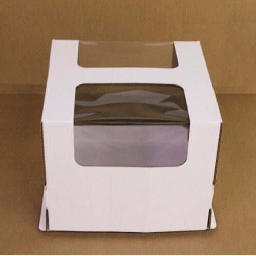 Коробка для торта с окном 300/300/250 мм белая - фото 1