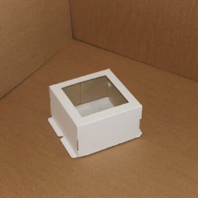 Коробка для торта с окном 220/220/70 мм белая