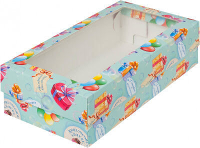 Коробка для макарун с окном 210/110/55 мм мятная сладких удовольствий