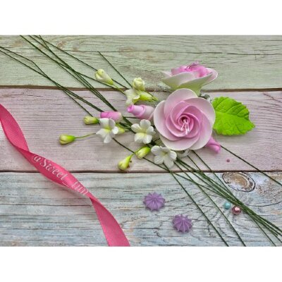 Цветочная ветка розовая-малая (R3)