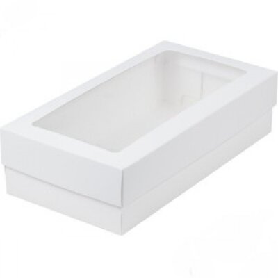 Коробка для макарун с окном 210/100/55 мм белая