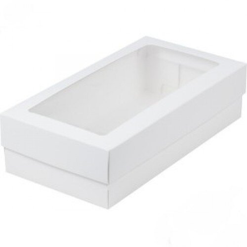 Коробка для макарун с окном 210/100/55 мм белая - фото 1