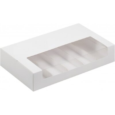 Коробка для эклеров и эскимо с пластиковой крышкой (белая) 250/150/50 мм