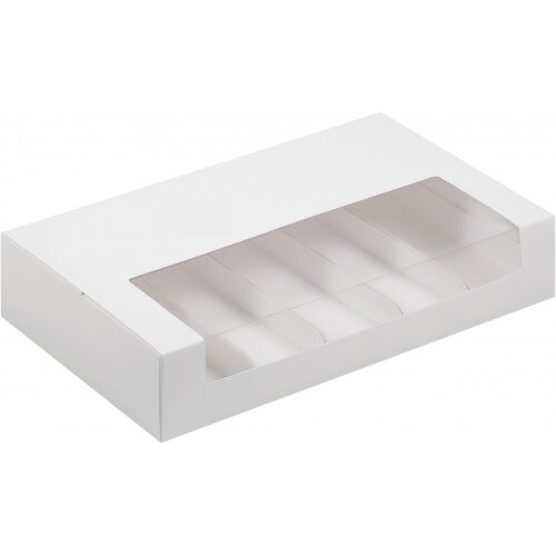 Коробка для эклеров и эскимо с пластиковой крышкой (белая) 250/150/50 мм - фото 1