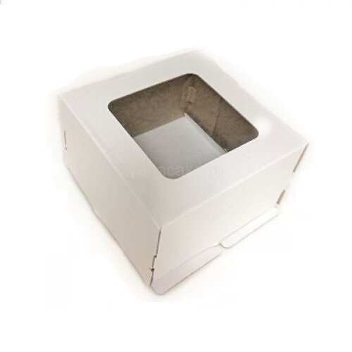 Коробка для торта с окном 360/360/260 мм белая Гофрокартон - фото 1
