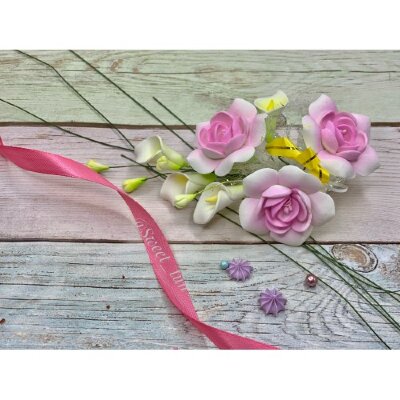 Цветочная ветка розовая-малая (T3)