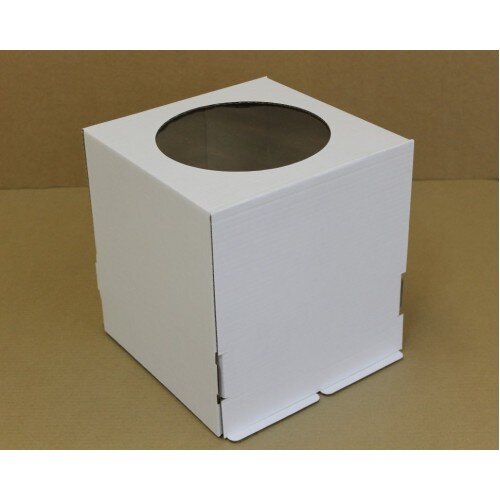 Коробка для торта с окном 260/260/280 мм белая Гофрокартон - фото 1