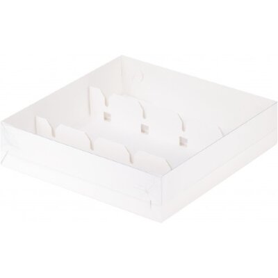 Коробка для кейк-попсов с пластиковой крышкой (белая) 200/200/50 мм