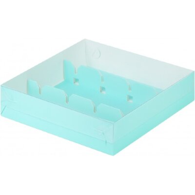 Коробка для кейк-попсов с пластиковой крышкой (тиффани) 200/200/50 мм