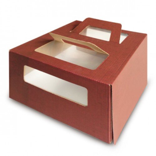 Коробка для торта с ручкой 300/300/170 мм шоколадная - фото 1