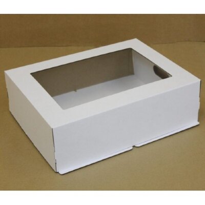 Коробка для торта с окном 400/300/130 мм белая гофрокартон