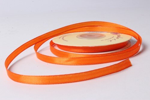 Атласная лента 6мм (ярко-оранжевая) 23м - фото 1