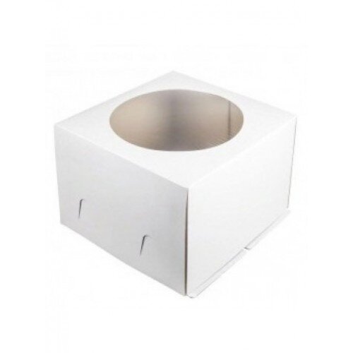 Коробка для торта с окном 420/420/450 мм белая - фото 1