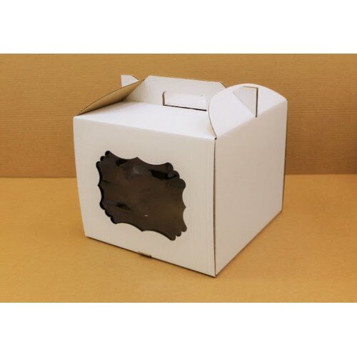 Коробка для торта с ручкой 300/300/250 мм белая