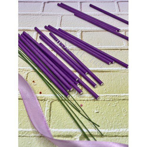 Палочки для кейк-попсов бумажные 10 см фиолетовые (50 шт) - фото 1