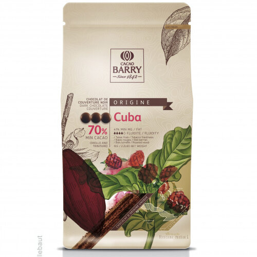 Темный шоколадный кувертюр Cuba 70%, 1 кг. Франция Barry Callebaut - фото 1