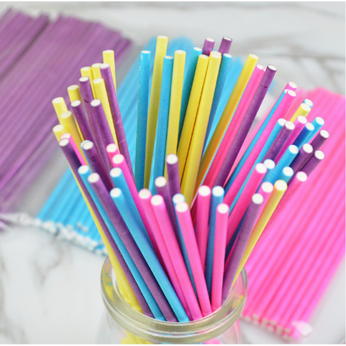 Палочки для кейк-попсов бумажные 20см розовые (50шт) - фото 1