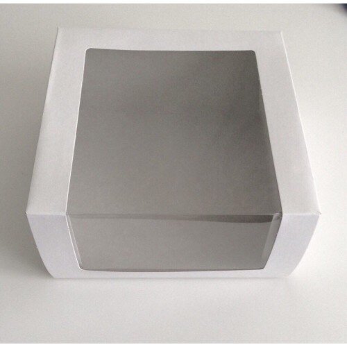 Коробка для торта с окном 180/180/100 мм белая - фото 1