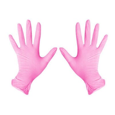 Перчатки нитриловые  М  розовые (2шт)